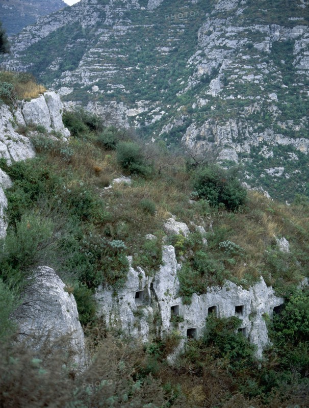View of some of the 5000 burial chambers at Pantalica