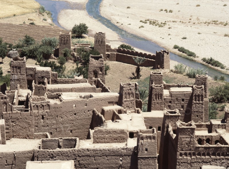 Ait Ben Haddou a striking example of a "ksar", a fortified city composed of earthen buildings surrounded by high defensive walls