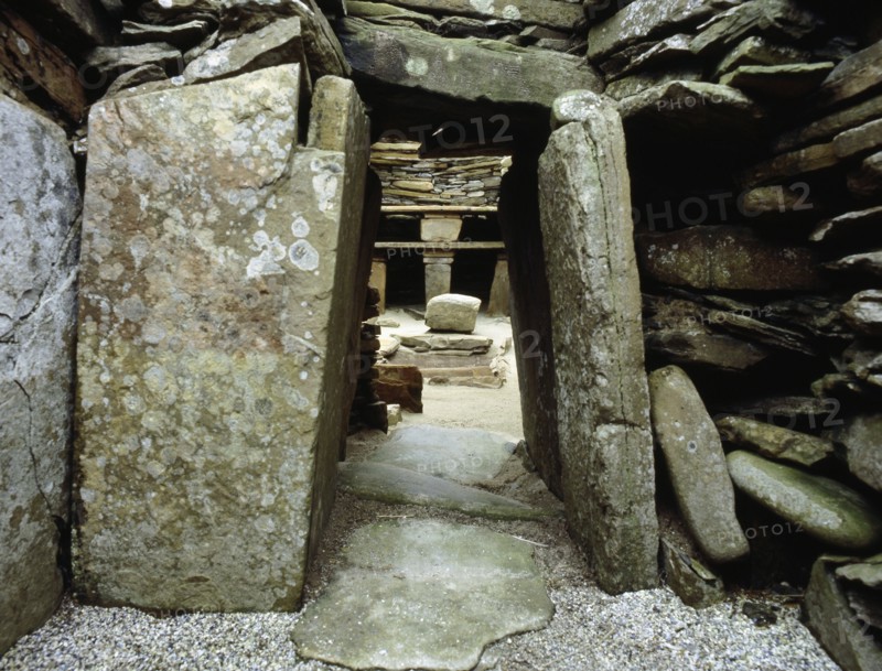 View of the interior of House 1, through the door
