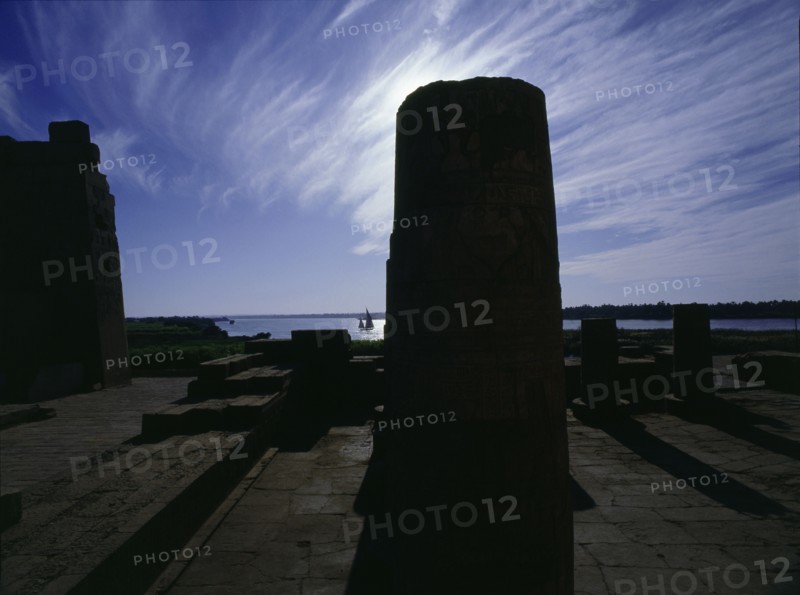 View of the Nile from Kom Ombo, the temple dedicated to the gods Sebek and Haroeris 'Horus the Elder'