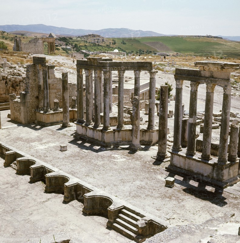 The ruins of Dougga, a small Roman town in North Africa which flourished in the 2nd-3rd centuries AD