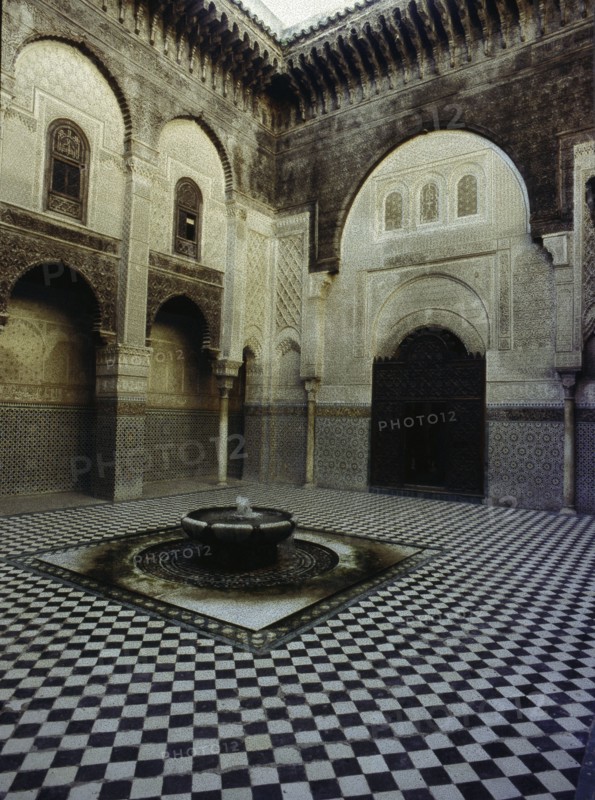 The Madrasa of al-'Attarin, the College of the Perfume-makers, named after its situation in the souk of the perfume trade in the central market area of Fez, around the Qarawiyin mosque