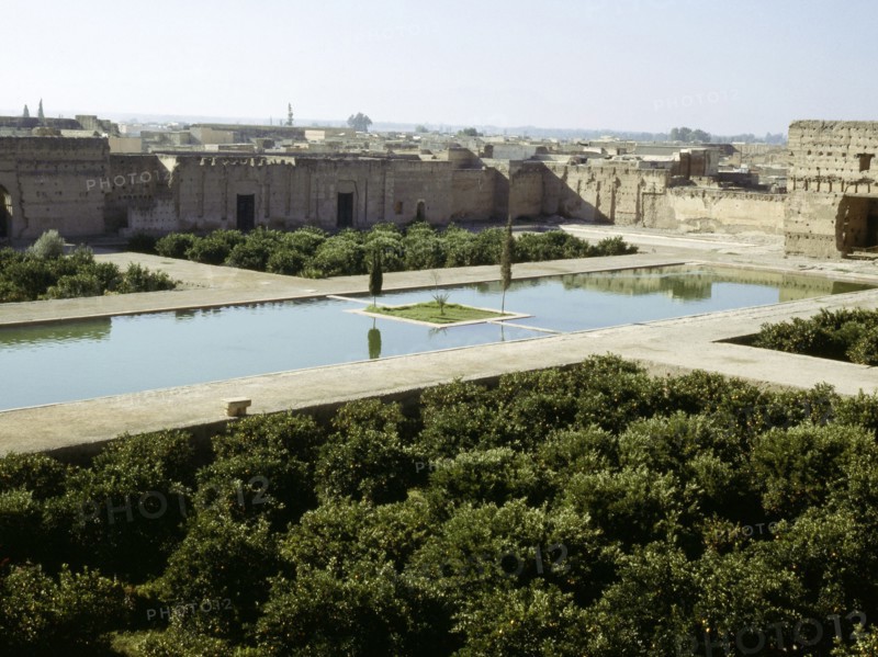 The gardens of Marrakesh by the long walls of the city