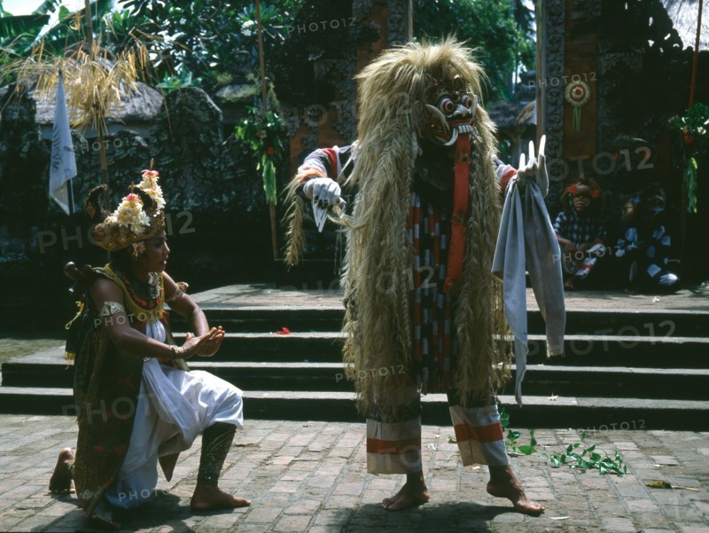 Each Balinese community stages regular performances in which Barong, a mythical lion, fights the dreaded Rangda, Queen of witches