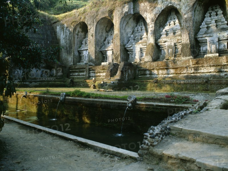 Candi, stone replicas of the cosmic mountain, at Gunung Kawi