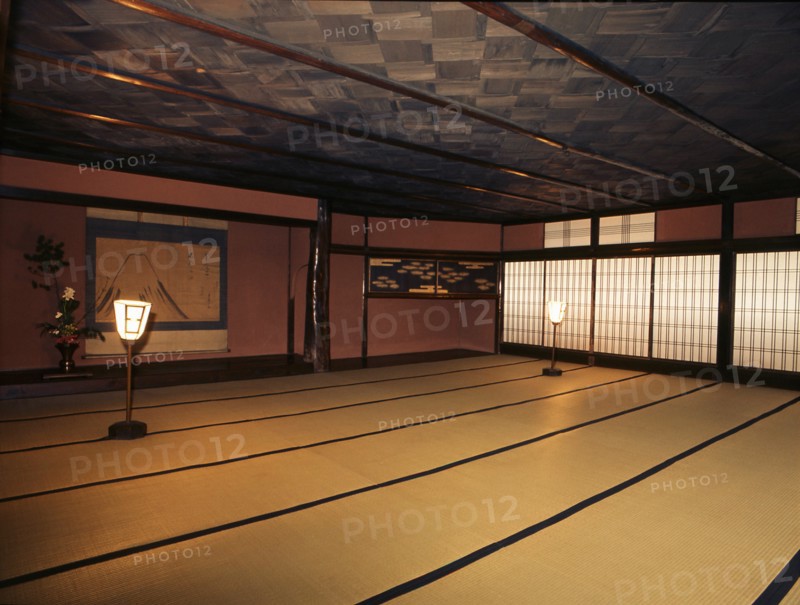 An interior in Shimabara, one of Japan's earliest pleasure quarters which opened in Kyoto in the time of Hideyoshi Toyotomi
