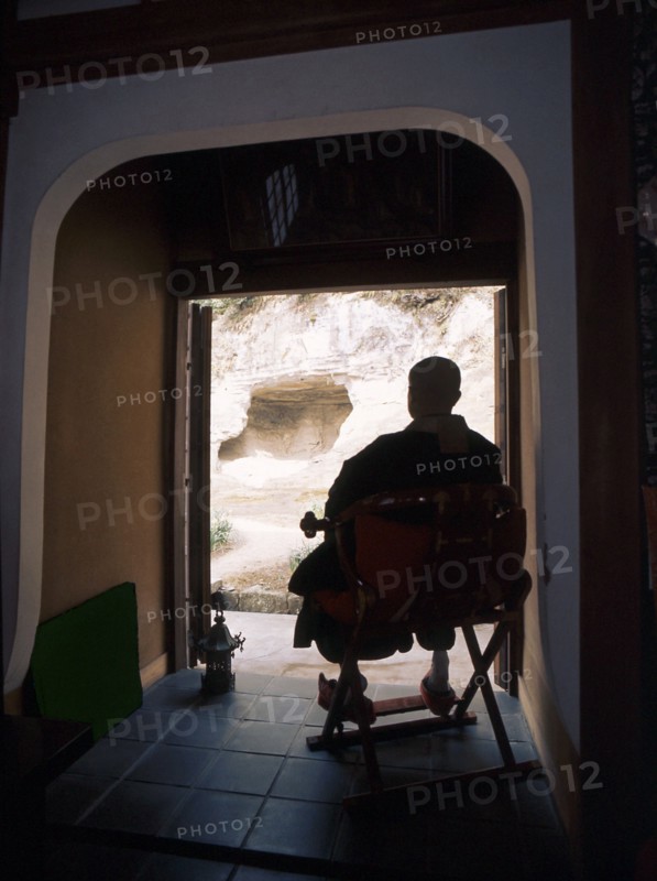 The abbot of Zuisen-ji sitting in quiet contemplation of the temple gardens