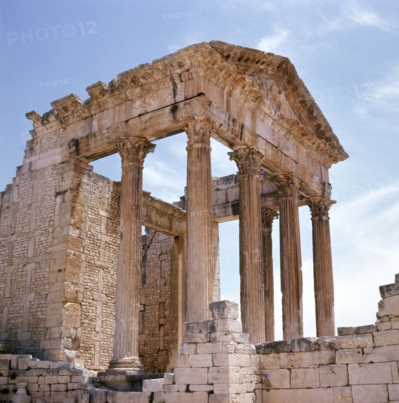 The ruins of Dougga, a small Roman town in North Africa which flourished in the 2nd-3rd centuries AD
