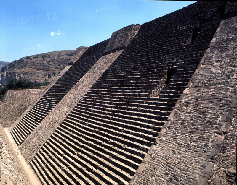 Double staircase of the Aztec temple at Tenayuca