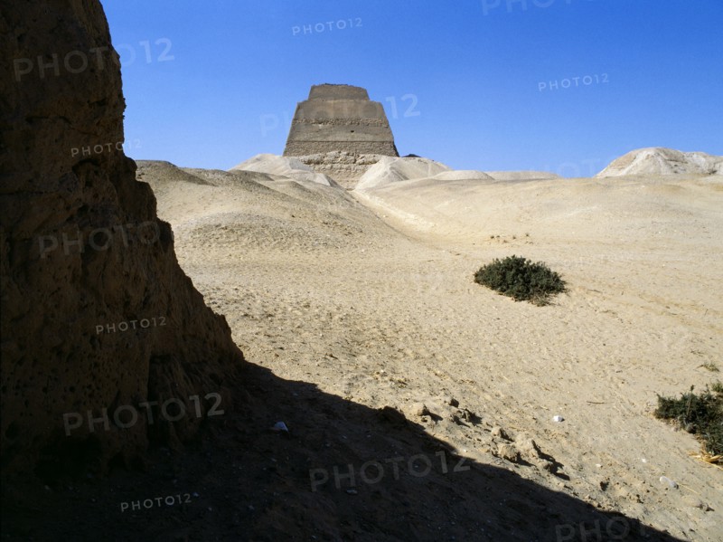 The inner core of the pyramid of Meidum, surrounded by the debris of its collapsed outer covering