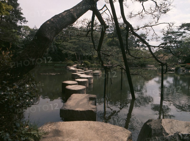 Stepping stones at the Heian shrine garden, Kyoto