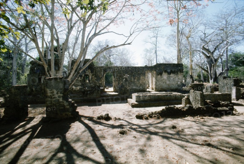 The ruins of Gedi, an important East African city and centre of the slave trade between c