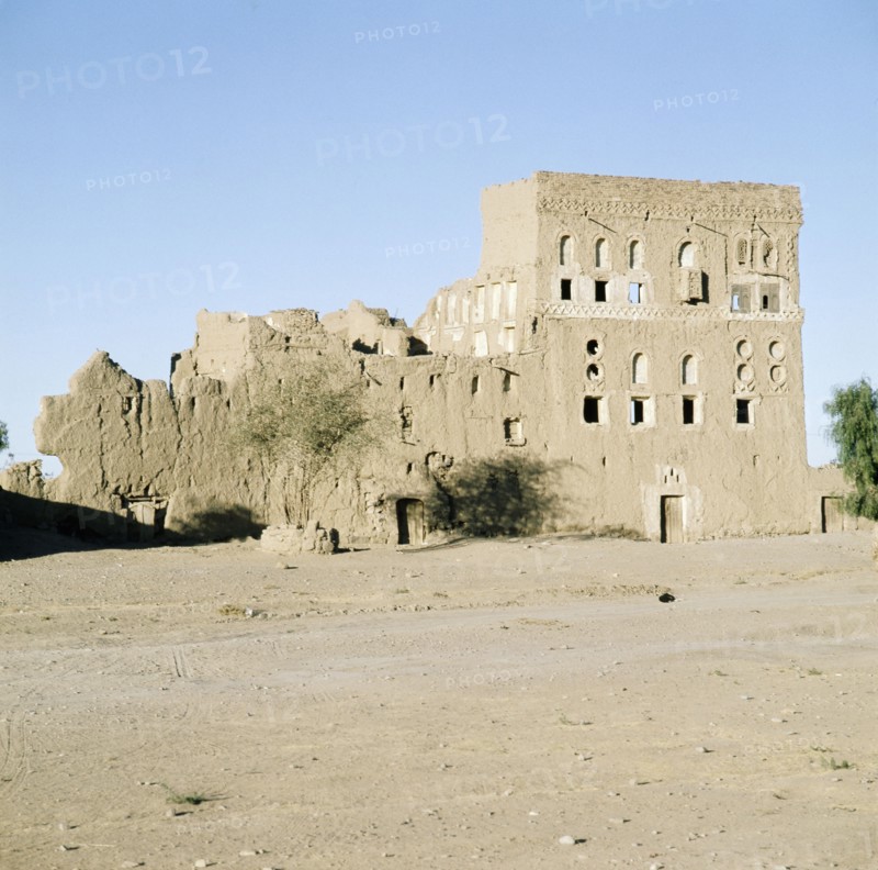 Ruins of multi-storeyed house in a village near San'a