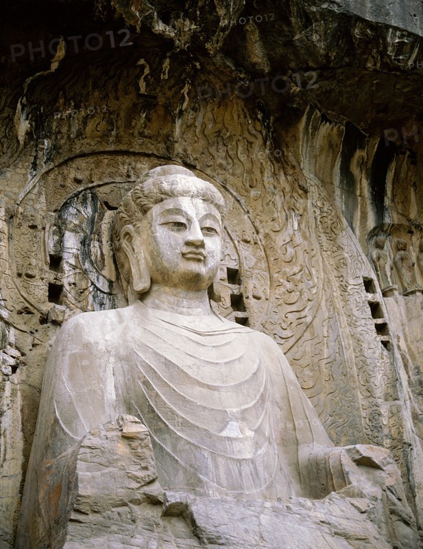 The colossal 17 metre high image of Vairocana Buddha in the Fengxian temple at the Longmen cave temples