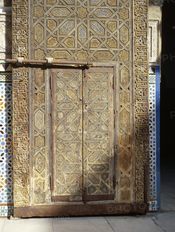 One of a series of elaborately carved double doors in the Court of the Maidens at the Alcazar, Seville