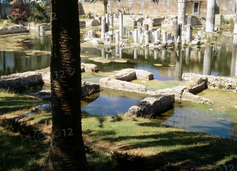 The remains of the circular structure of the Serapeum, a covered market place constructed during the reign of the Flavian emperors