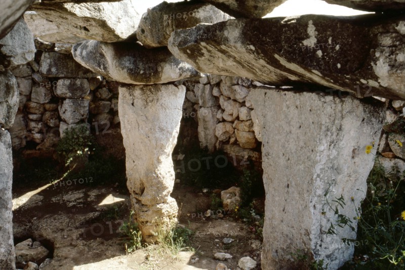 Typical "Mediterranean" megalithic columns of the "hypogeum" (Greek word for basement) at Torre d'en Gaumes