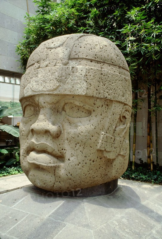 Colossal Olmec head, now at the Jalapa Museum, Veracruz, Mexico