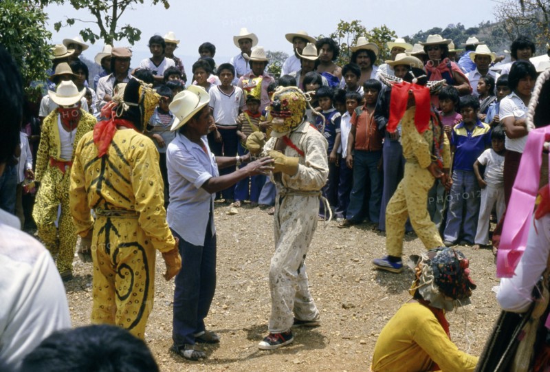 Men dressed as jaguars, in a fertility and rain-making festival dating from the pre-Columbian times