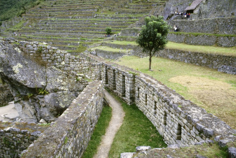 Inca structure and terraces at Machu Picchu