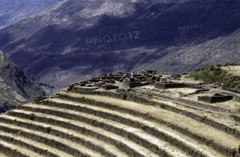 A view of the great Inca agricultural terraces at Pisac, Peru