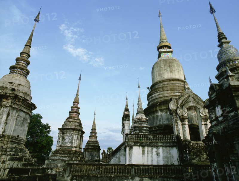 View of a Buddhist temple in the Chiang Mai area of northern Thailand