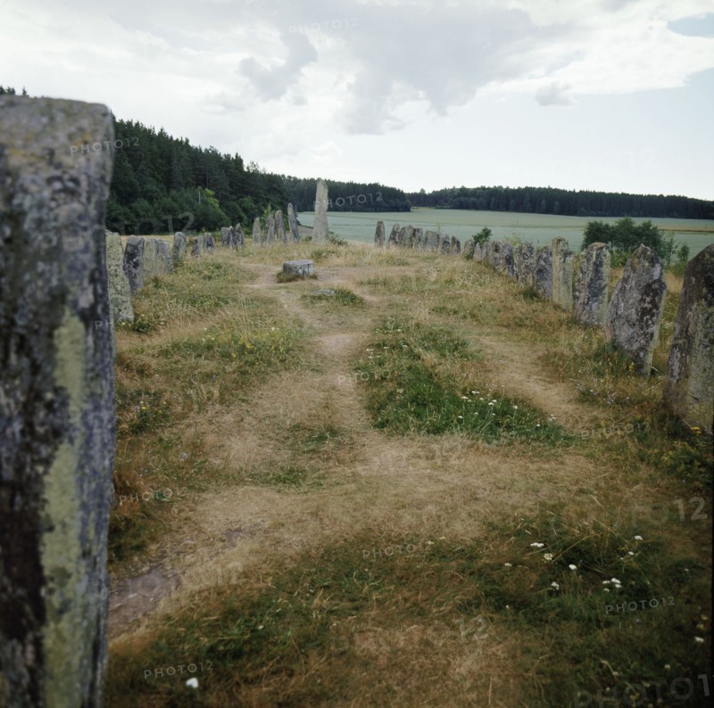 Burial site with stones forming the shape of a ship