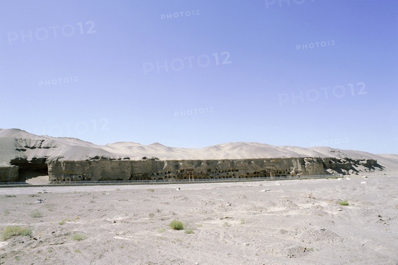 The site of the Mogao Caves, also known as the Thousand Buddha (Quinfodong) Caves, Dunhuang