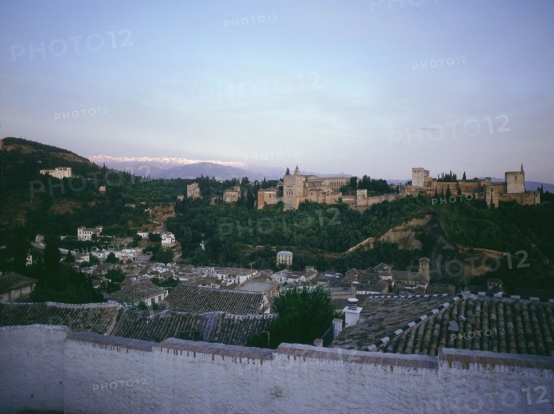 A panoramic view of the Sabika Hill and the Alhambra with the Torre de la Vela on the extreme right   Spain