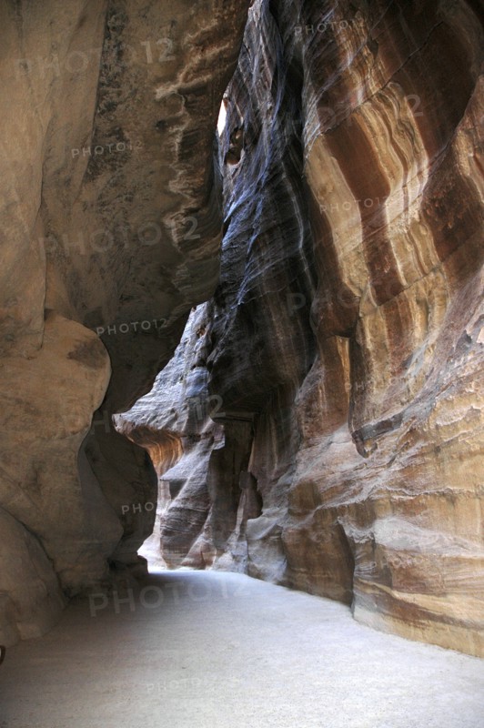 The Siq, a natural gorge more that 1km long that serves as the entrance to Petra