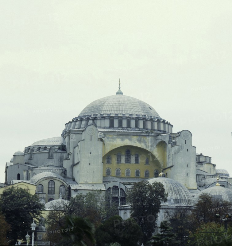 An exterior view of Hagia Sophia, Istanbul which was built by Emperor Justinian