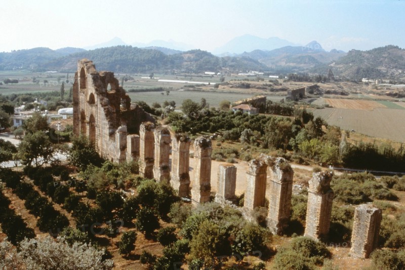 View of the aqueduct of Aspendos