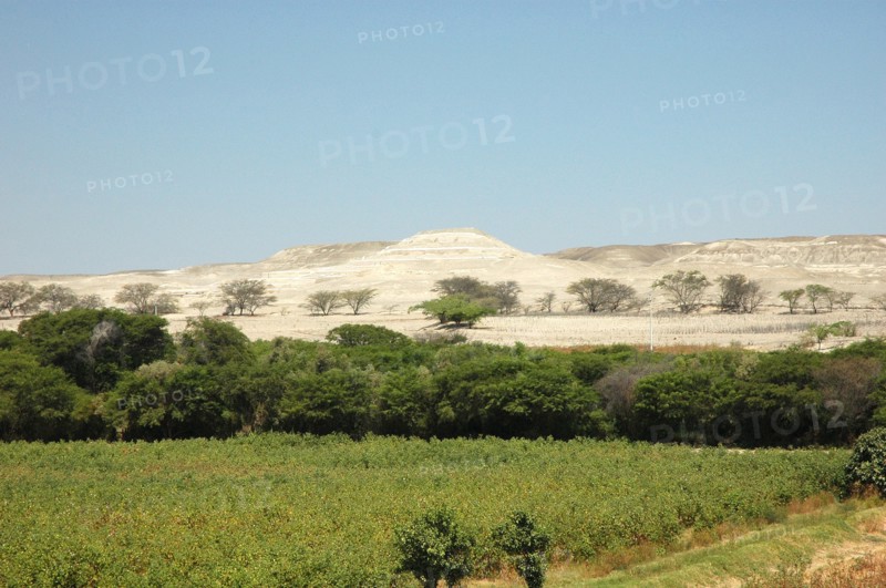 The Nazca "capital" of Cahuachi fronted by the fertile fields flanking the Nazca river