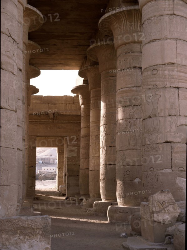 View of the Hypostyle Wall at the Ramesseum, the mortuary temple of Ramesses II