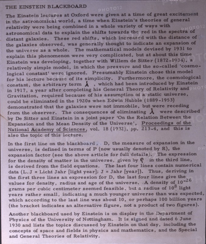 Information on Einstein's blackboard