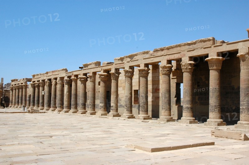 The West Colonnade of lotus-flower topped columns wchi flanks one side of the entranceway to the Temple of Isis