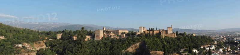 A panoramic view of the Sabika Hill and the Alhambra with the Torre de la Vela on the extreme right   Spain