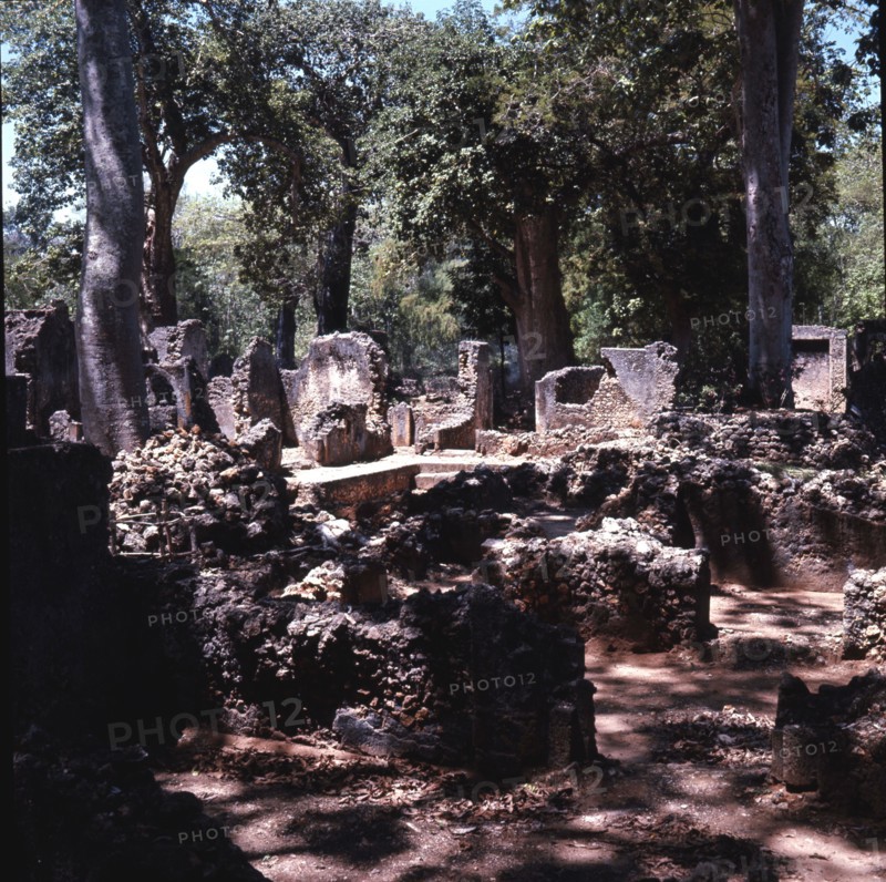 The ruins of Gedi, an important East African city and centre of the slave trade between c