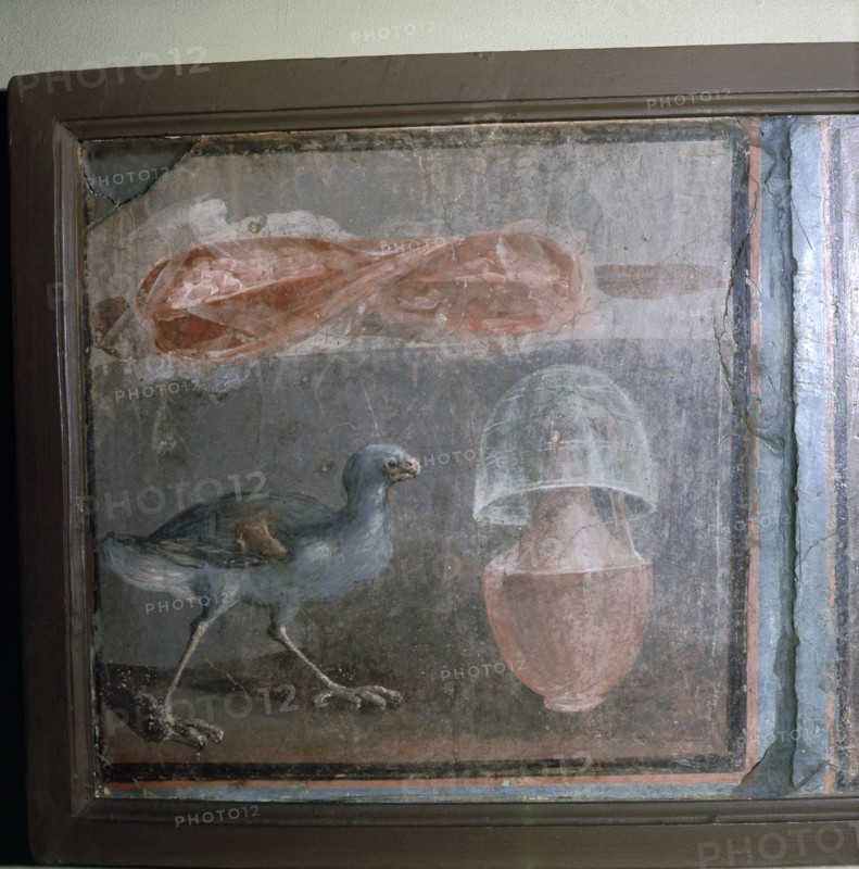 Painting: Still Life: bird, glass, bottle