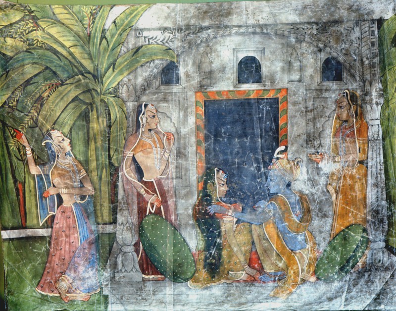 Krishna with the gopis (daughters of the cowherds)