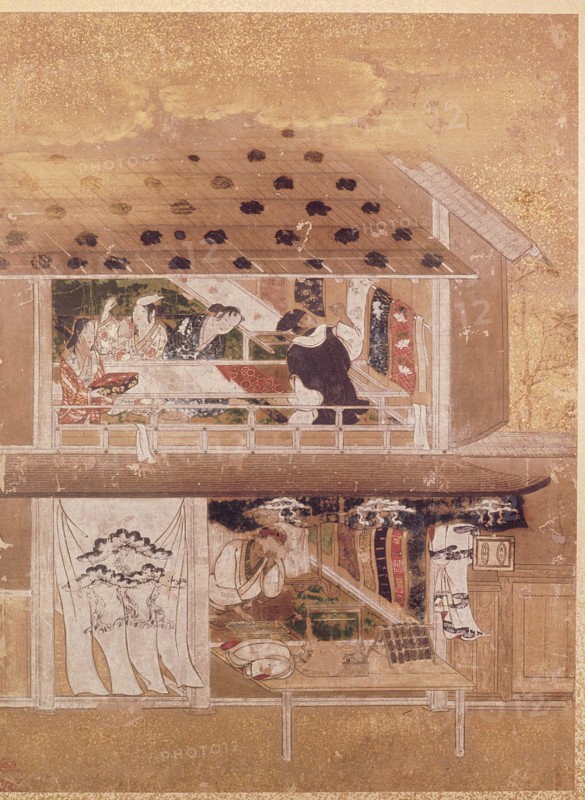 'Artisans screen' showing embroiderers at work