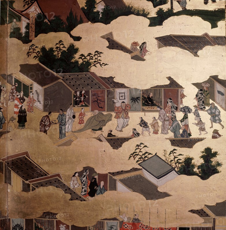 Detail of a screen depicting Nijo Castle, the headquarters of the Tokugawa family in Kyoto