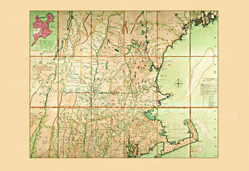 Map of the Most Inhabited Part of New England 1774