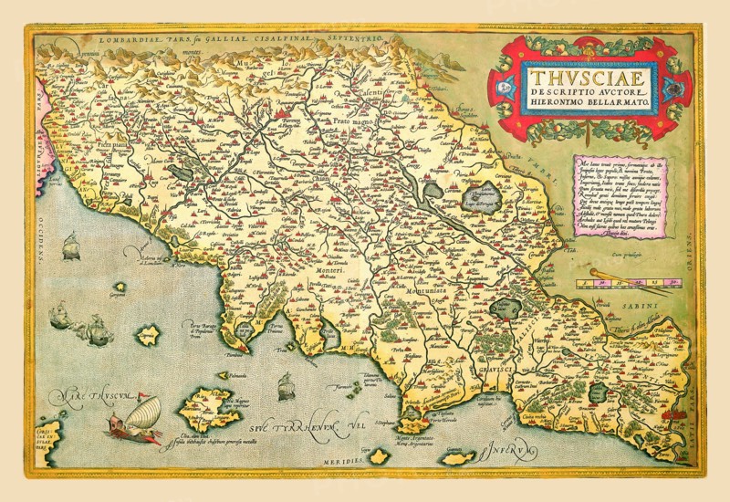 Map of Italian Coast above Rome 1602