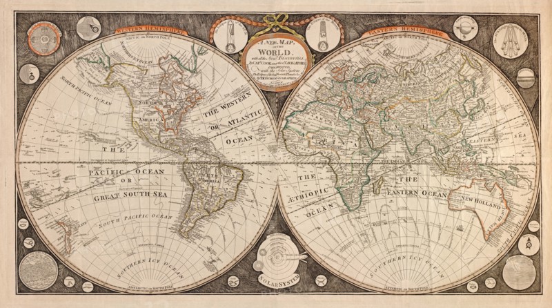 New map of the world : with all the new discoveries by Capt. Cook and other navigators 1799