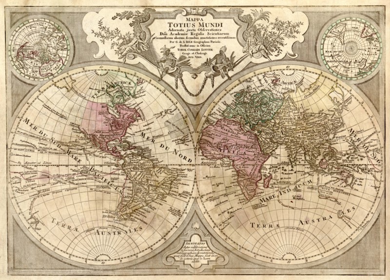World Map Prepared for then French King 1701