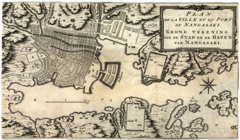 City Plan of Nagasaki, Japan in the 18th Century 1750