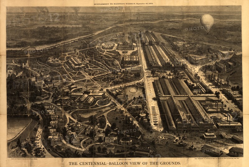 Balloon View of the Centennial Fairgrounds in Philadelphia, Pennsylvania 1876 1876