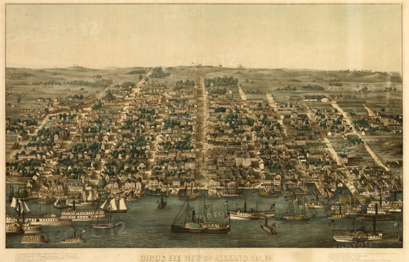 Birds Eye View of Alexandria, Virginia 1863 1863