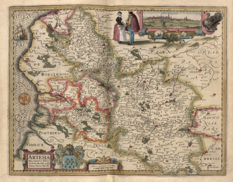 Map of the area around Arras, France 1622 1622